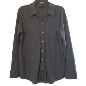 Moa Moa Womens Shirt Gray Large Long Sleeve Button Down Textured
